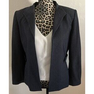 Tahari Blazer Jacket Set 10P Blue Gingham White Undershirt Career Classy Petite
